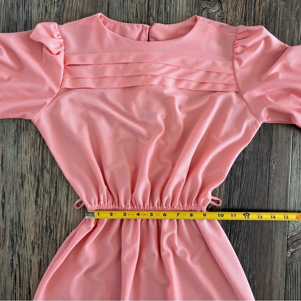 Vtg Doo-Dads Secretary Dress Size 7/8 Peach Semi-Sheer Elastic Waist w/Belt USA - Picture 8 of 13